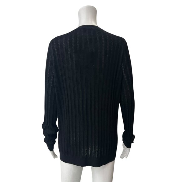 $590 NWT Manrico Black Knit Ribbed Cashmere Cardigan Sweater size XL - Picture 4 of 7
